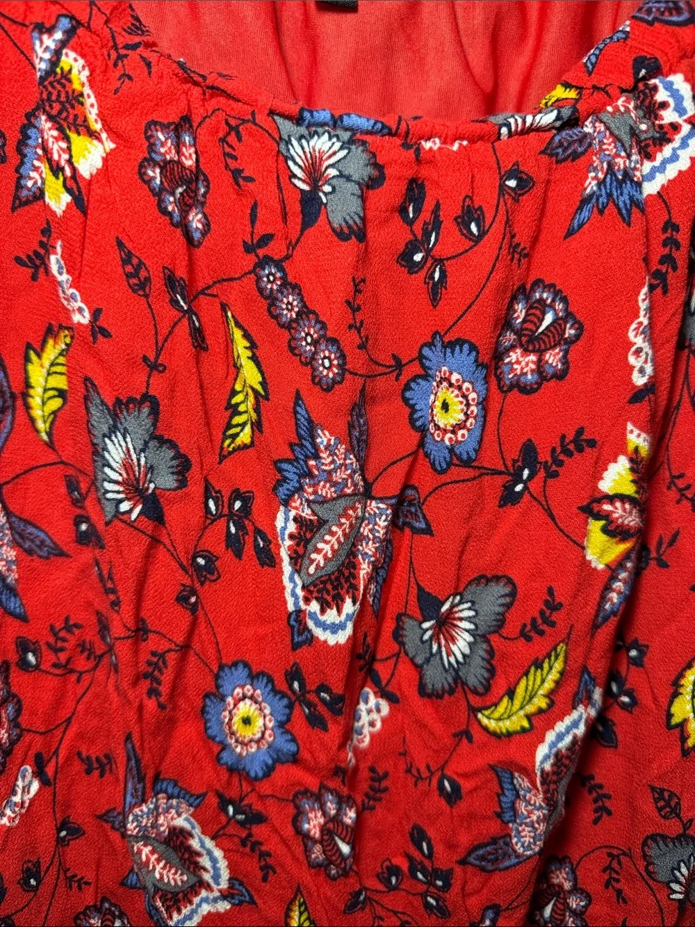 My Michele Floral Off Shoulder Top Tie Sleeve Boho Blouse Size Medium